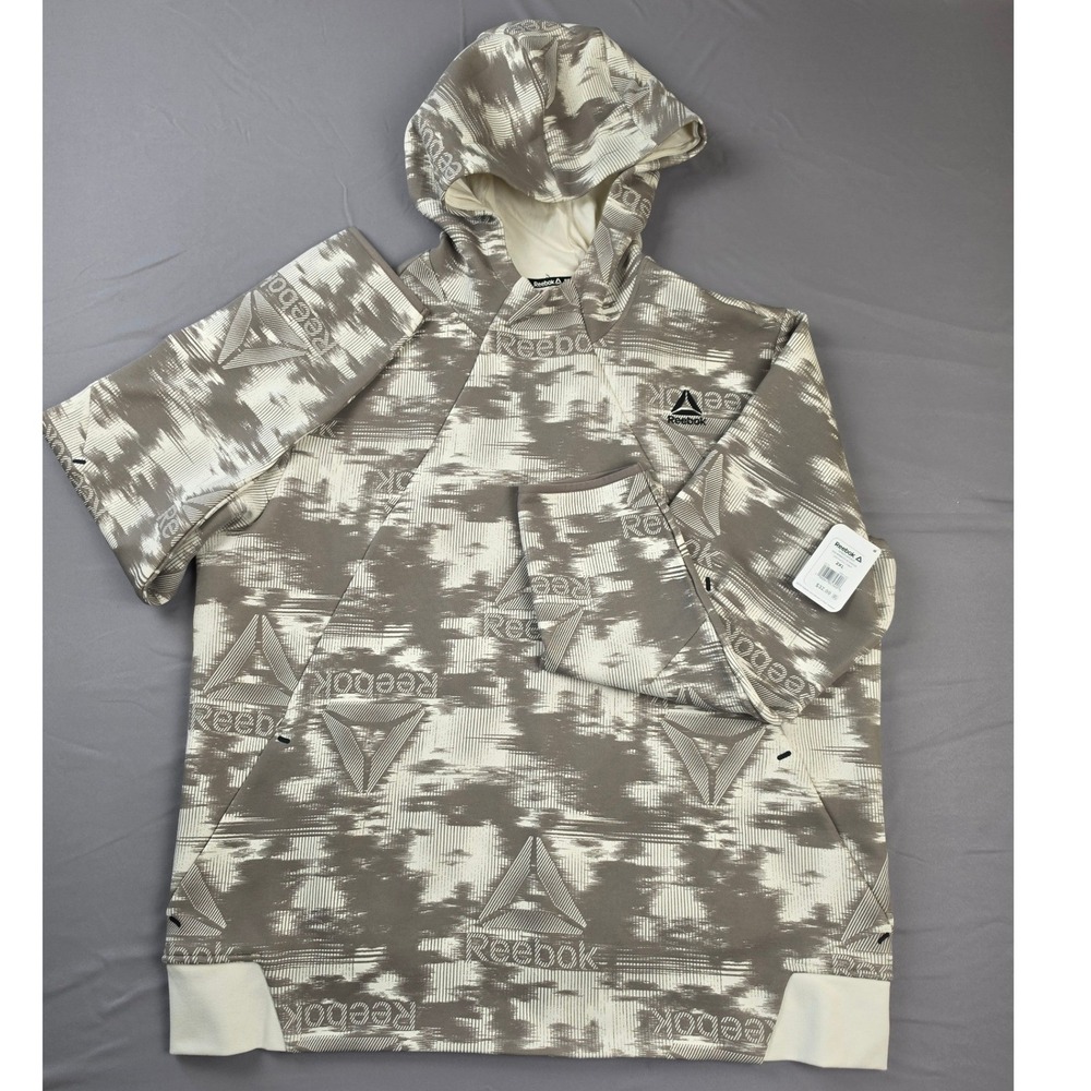 NWT Reebok Momentum Driftwood Print Hoodie Mens 2XL Brown White REM251HD02